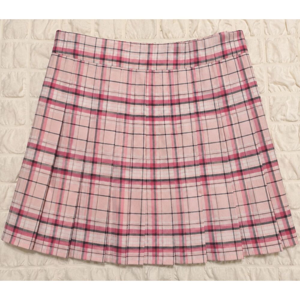 No Boundaries Pink Plaid Pleated Skirt Tennis Schoolgirl Skater Preppy Y2K M 7-9